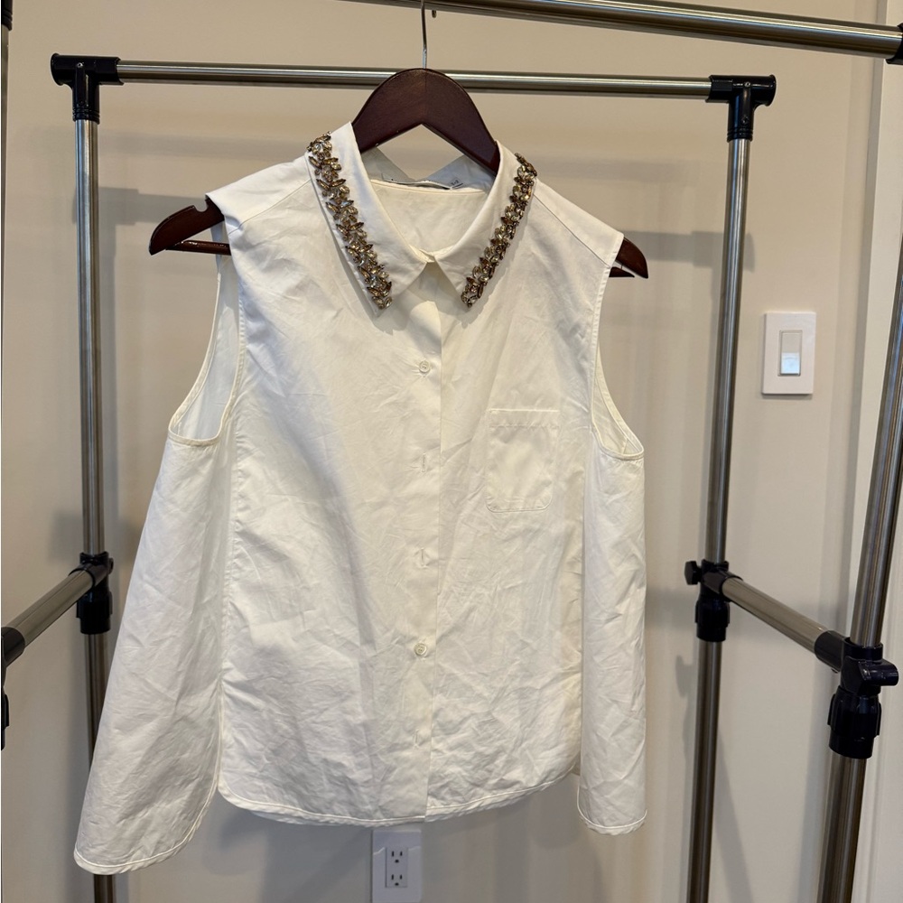 Dior Cream Blouse with Embellished Collar